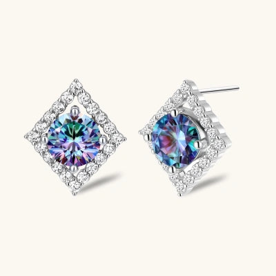 Prism Dreams Studs earrings photographed for VENIER on a warm ivory product set