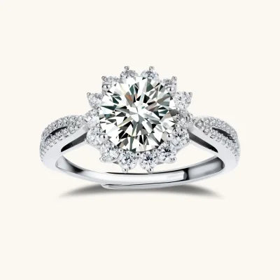 Stellar Halo Ring rings photographed for VENIER on a warm ivory product set